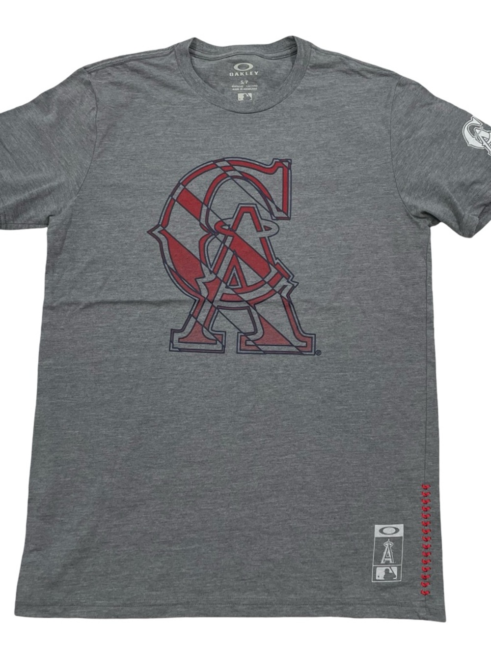 Oakley MLB Los Angeles Angels Logo Size S Gray Tee (Retail $22)